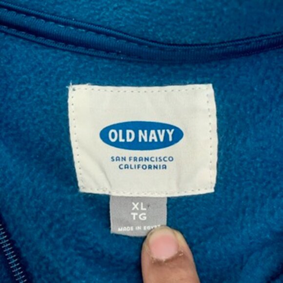 vintage old navy sweater Fleece Full Zip Men’s XL Blue Made In USA 90s 00s - Picture 3 of 5